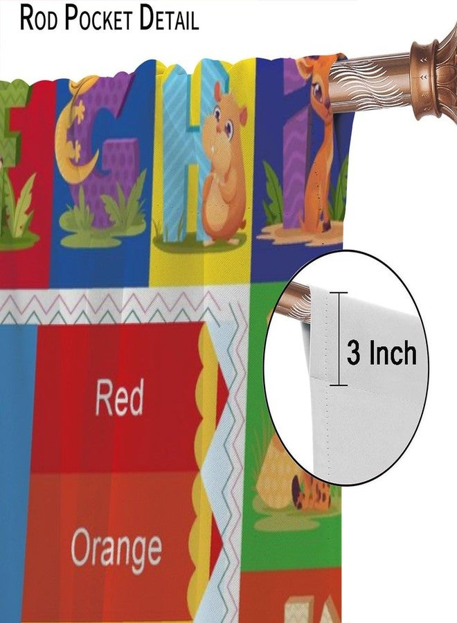 YCness Alphabet ABC Kids Curtains Rod Pocket Colorful Cartoon Animal Learning Window Treatments for Daycare Classroom Educational Nursery Playroom Bedroom Living Room Window Drapes, 42x45 Inch - Image 5